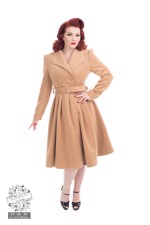 Frakke: Camel Brown, - skøn vintageinspireret frakke i lys brun str- 36 - 54